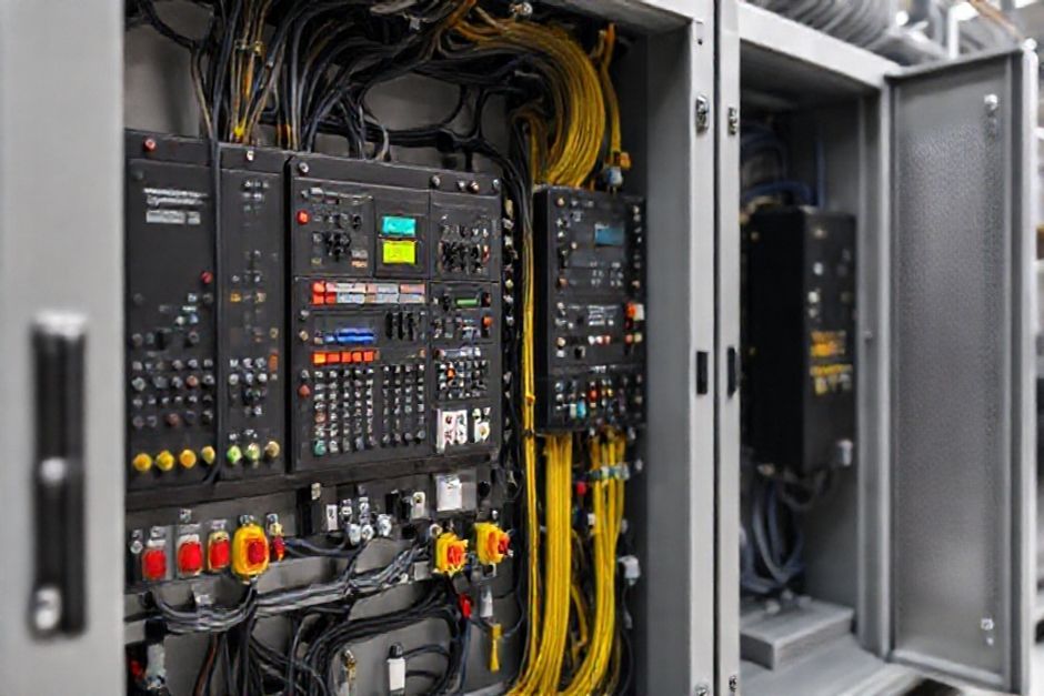 Detailed view of a sophisticated automation and control system designed by Advanced Mechanix for a mining operation in Fort Worth, Texas.