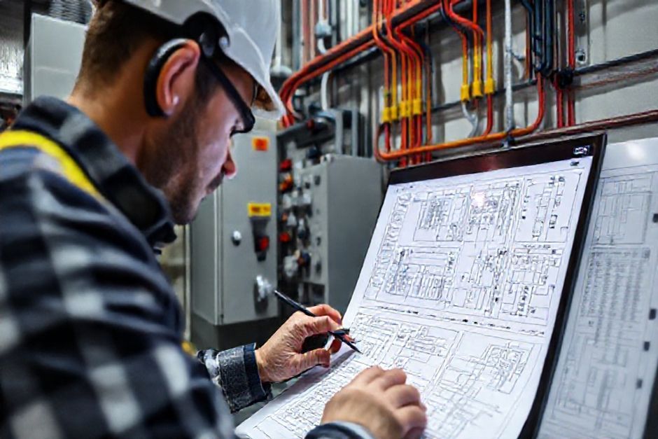Electrical CAD technician from Advanced Mechanix creating detailed as-built electrical drawings for a commercial facility in Melbourne, Australia.