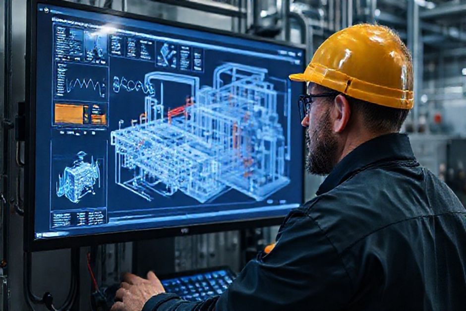 An engineer from Advanced Mechanix using a digital twin simulation to optimize a mining electrical system in Austin, Texas.