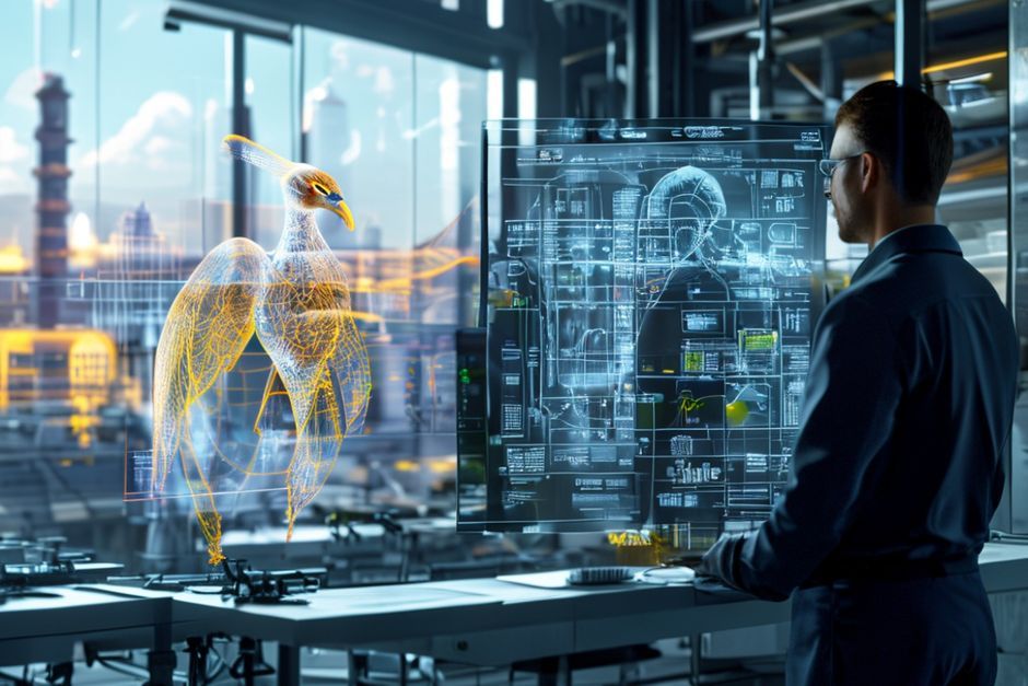 A Phoenix-based industrial facility manager meeting with an Advanced Mechanix engineer to discuss the integration of a new solar energy system and digital twin model.