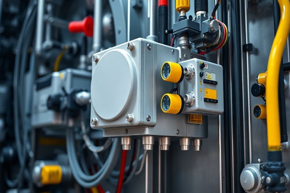 Close-up of advanced sensor system installed in a Brisbane mining operation as part of a mine automation solution.