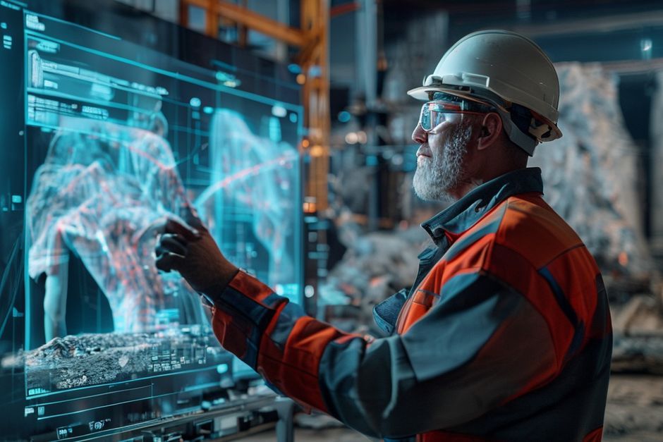 Mining engineer in Atlanta using Advanced Mechanix's control systems engineering solutions to optimize a mining operation through a digital twin model.