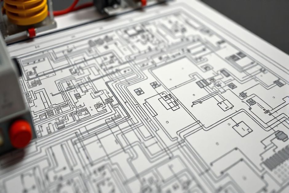 Close-up view of an electrical CAD drawing for a Denver mining facility, highlighting the level of detail and precision required.