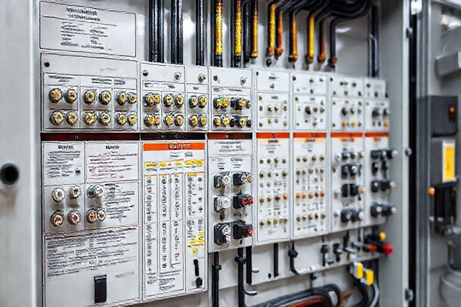 Detailed view of an optimized electrical panel layout designed by Advanced Mechanix for a mining facility in San Diego.