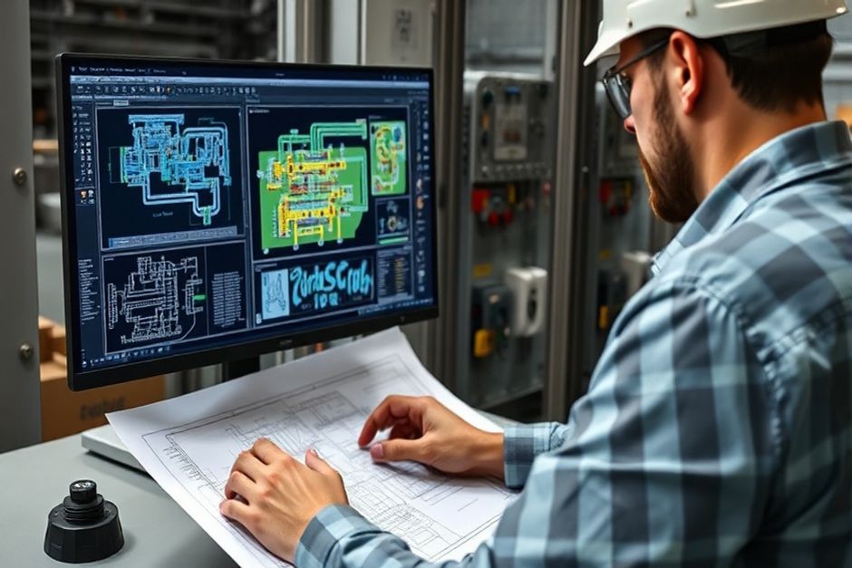 Advanced Mechanix engineer using AutoCAD Electrical software to design a customized panel layout for a mining operation in Melbourne