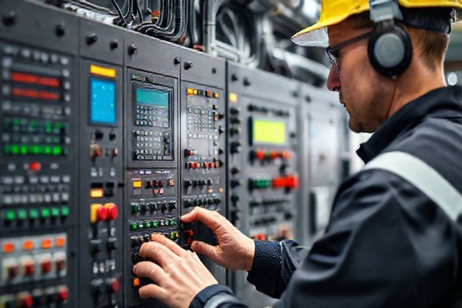 Engineer programming a PLC to optimize control systems for a mining operation in Perth