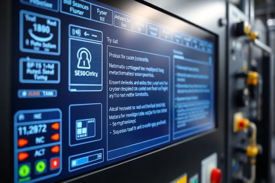 Close-up view of an industrial control system interface with advanced security measures.