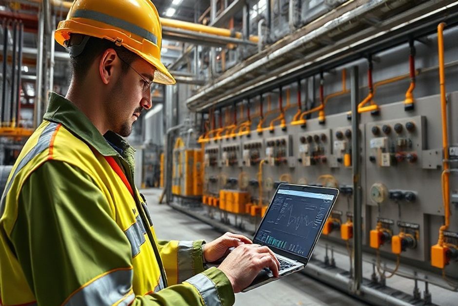 Mining engineer in Melbourne using SkyCAD to analyze and optimize the energy efficiency of electrical systems at a mining site.