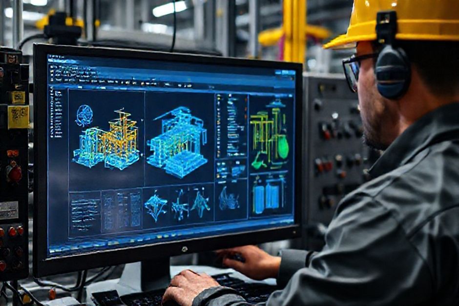 An Advanced Mechanix engineer using CAD software to design an intelligent, IoT-enabled electrical control system for a mining operation in San Antonio, Texas.