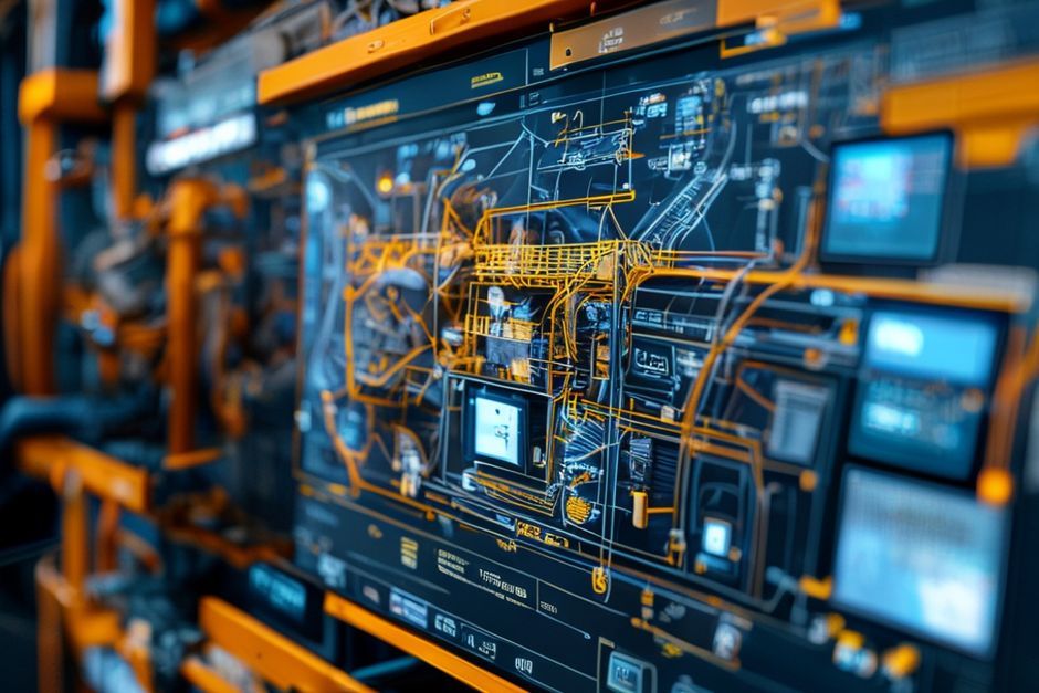 A close-up view of an AutoCAD Electrical screen displaying the integration of automation components for a mining operation in San Jose.
