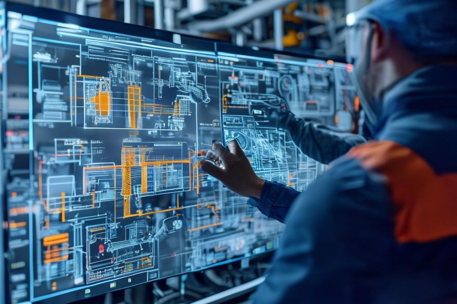 An Advanced Mechanix engineer reviewing 3D models for a control system upgrade project in Los Angeles.