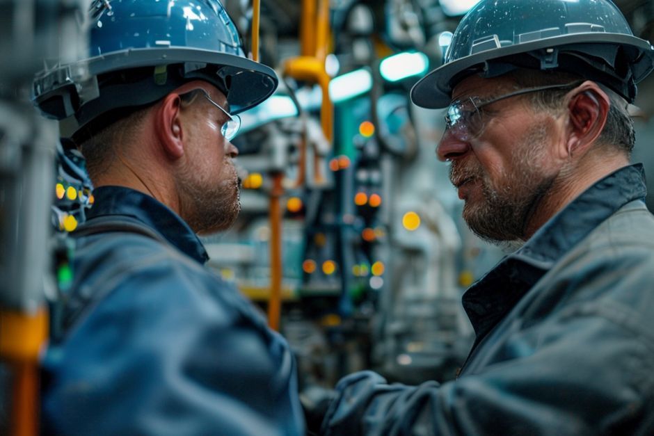 An Advanced Mechanix engineer examining the wiring and control panel of an industrial control system installed at a manufacturing facility in Newcastle, Australia.