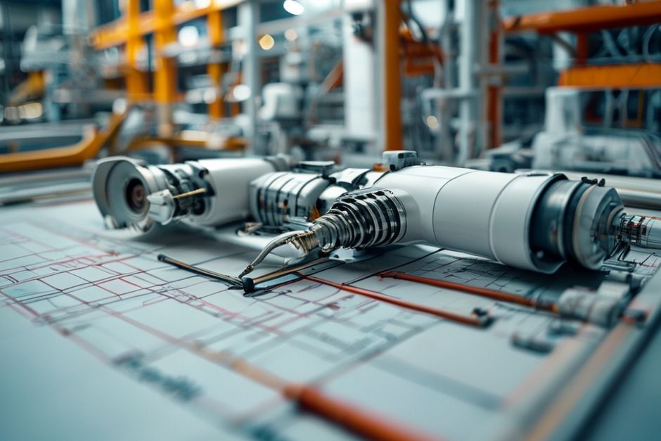 Close-up view of an as-built electrical drawing detailing schematics, equipment specifications, and labeling for a Dallas-based industrial facility.