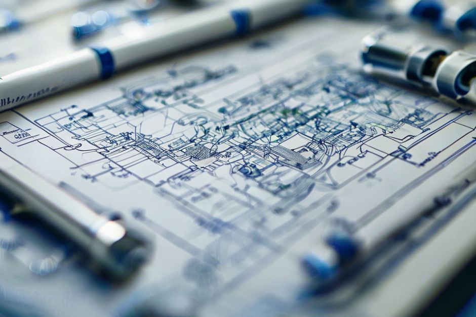 Close-up view of a detailed as-built electrical drawing, showcasing the comprehensive information it contains.