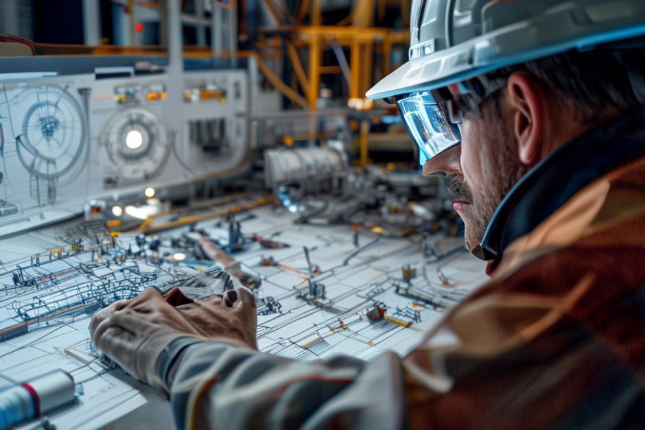 An Advanced Mechanix engineer using CAD software to design detailed 3D models of a San Diego mining facility's electrical systems.