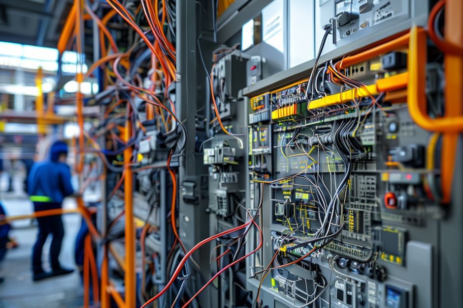 Close-up view of an electrical panel layout design for a commercial construction project in Jacksonville, Florida.