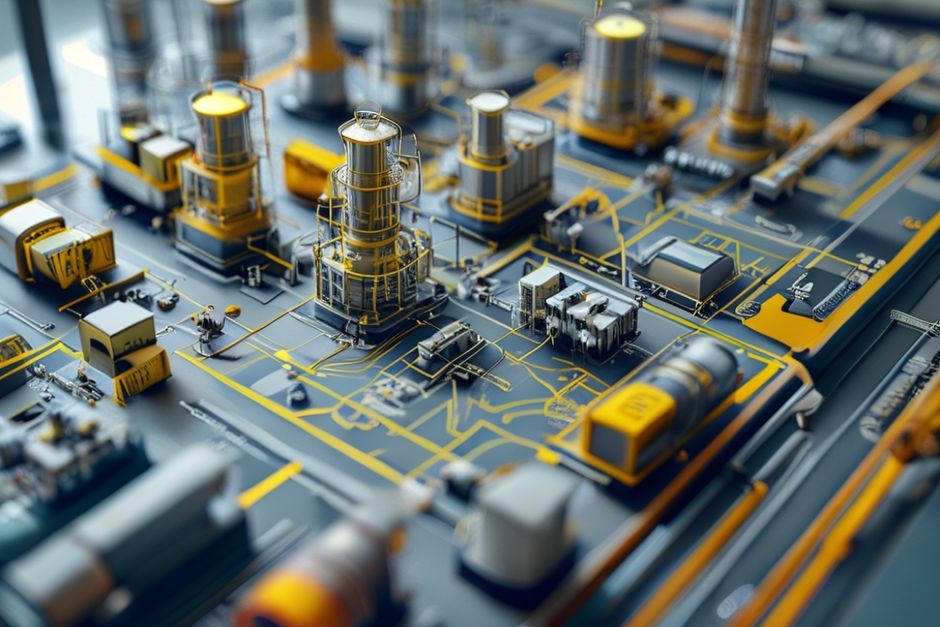 Detailed schematic of a power distribution system design for a San Antonio industrial or mining operation.