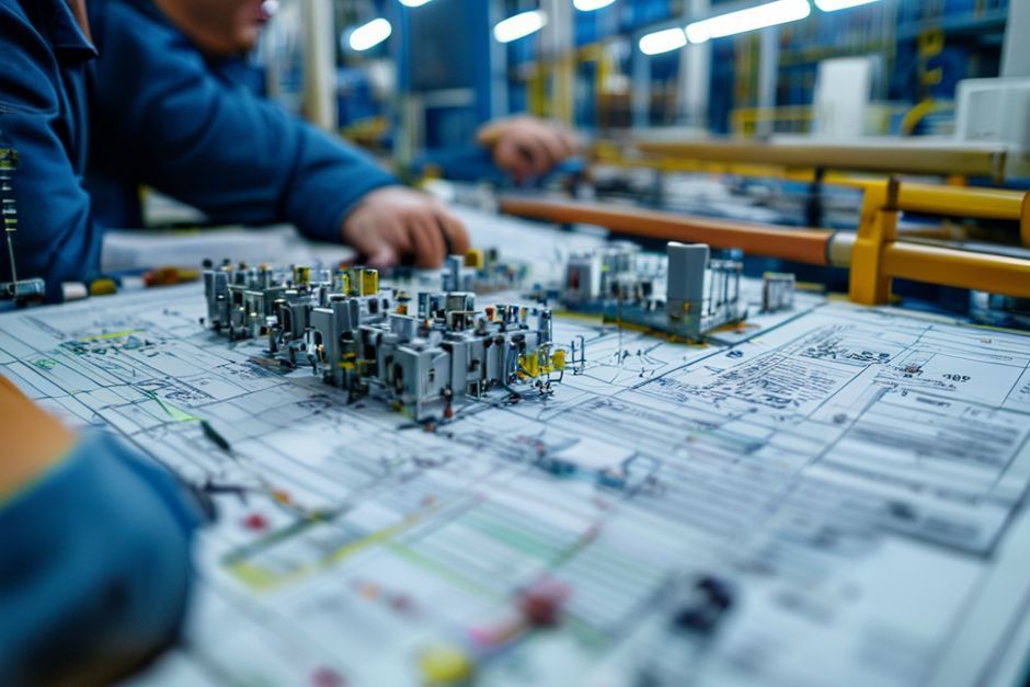 A close-up view of a comprehensive power distribution network design document for an industrial facility in Brisbane, Australia.