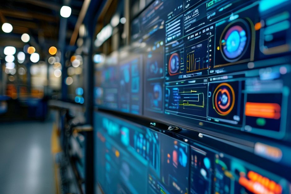 A close-up view of a smart grid control system interface used to optimize power distribution for industrial facilities in Portland, Oregon.