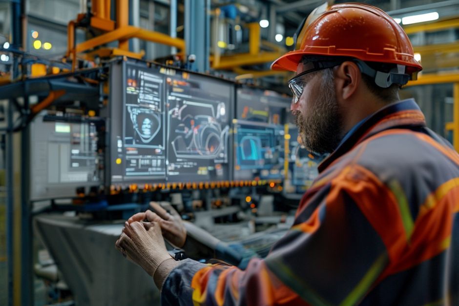 Industrial electrical engineer using CAD software to model power distribution for a manufacturing facility in New York.