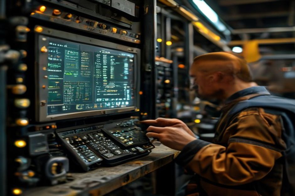 Close-up view of an industrial control panel designed by Advanced Mechanix for a mining operation in Phoenix, Arizona.
