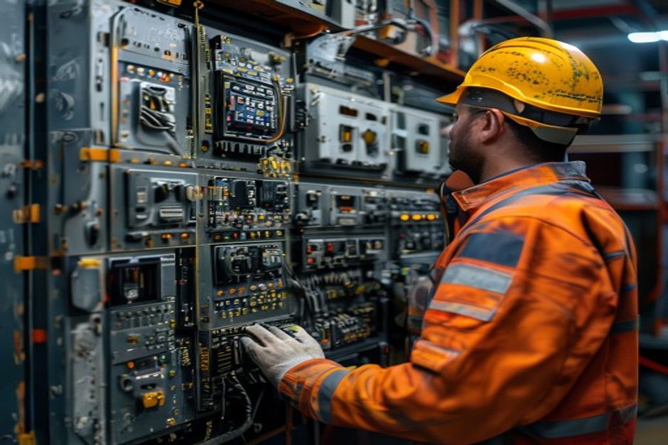 Close-up view of internal components in a mining control panel designed for Phoenix