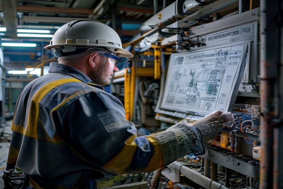 A mining engineer from Advanced Mechanix inspecting the electrical systems at a mining operation in Seattle.
