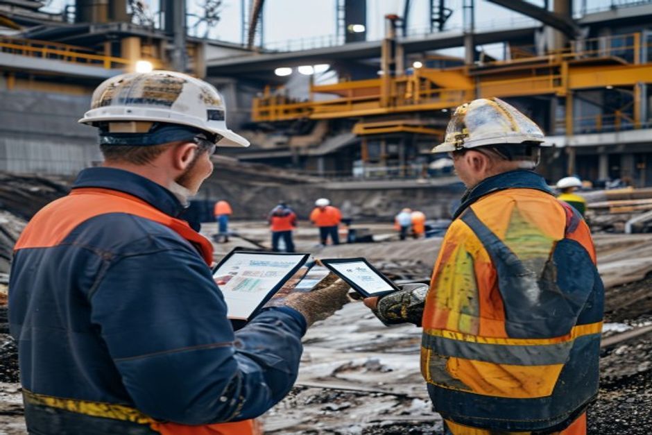 Mining engineering project manager conducting a site inspection at an industrial mining operation in Seattle.